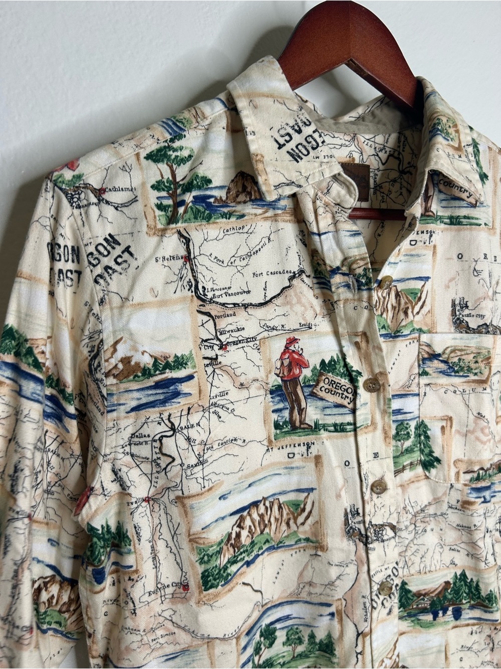 Pendleton 100% Cotton Oregon Coast Novelty Print Button Down Long Sleeve Top - Picture 11 of 16